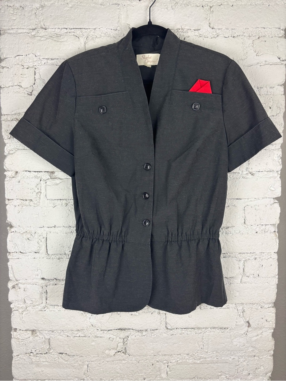 Vintage Sherbet Originals Dark Charcoal Short-Sleeve Work Blazer